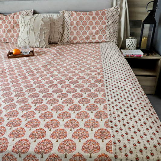 ARUSHII Double bedsheet in cotton -Red Tree of life-bedsheet