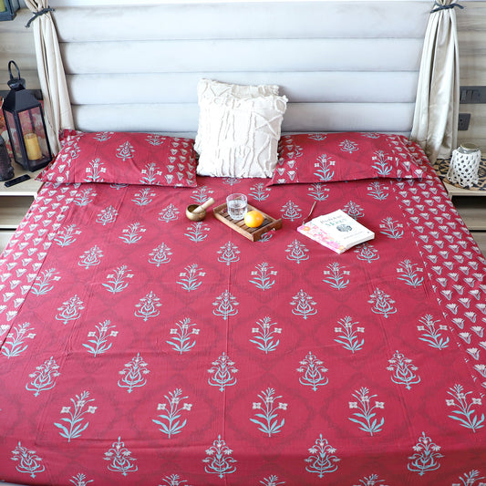 ARUSHII Double bedsheet in cotton – Maroon Chandelier-bedsheet