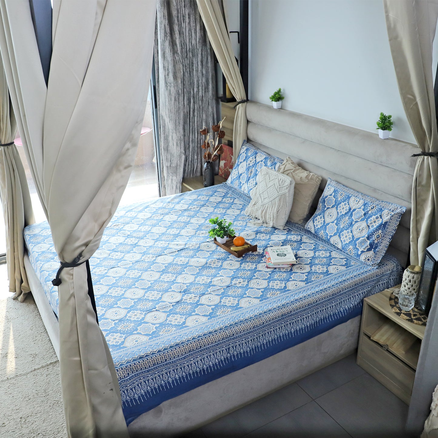 ARUSHII Double bedsheet in cotton – Indiglobal-Everyday bedsheet