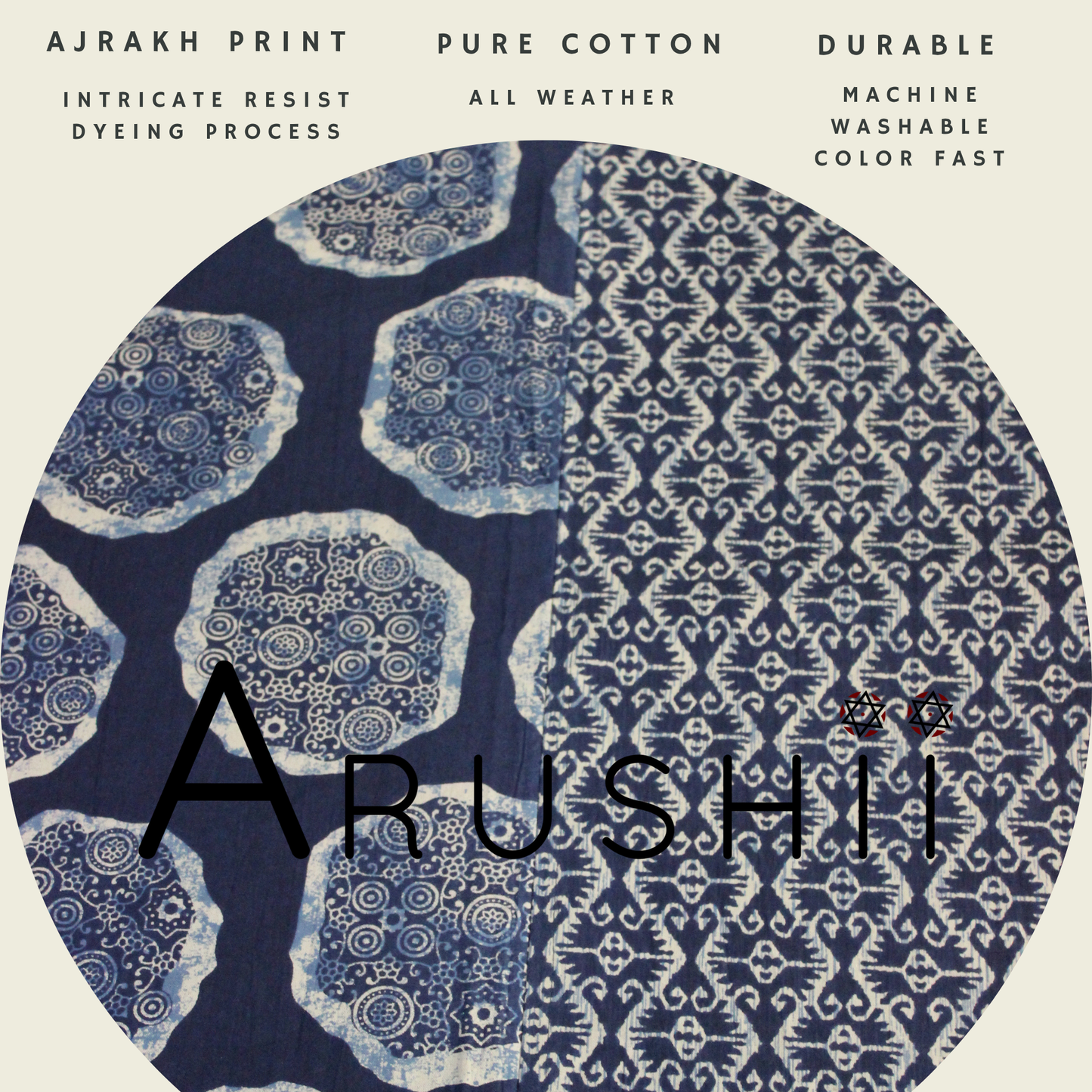 ARUSHII Double bedsheet in cotton -Indigo abstract-bedshee