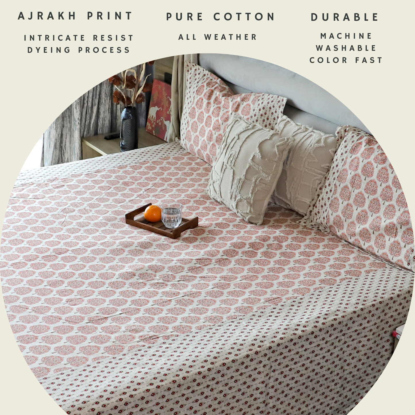 ARUSHII Double bedsheet in cotton -Red Tree of life-bedsheet