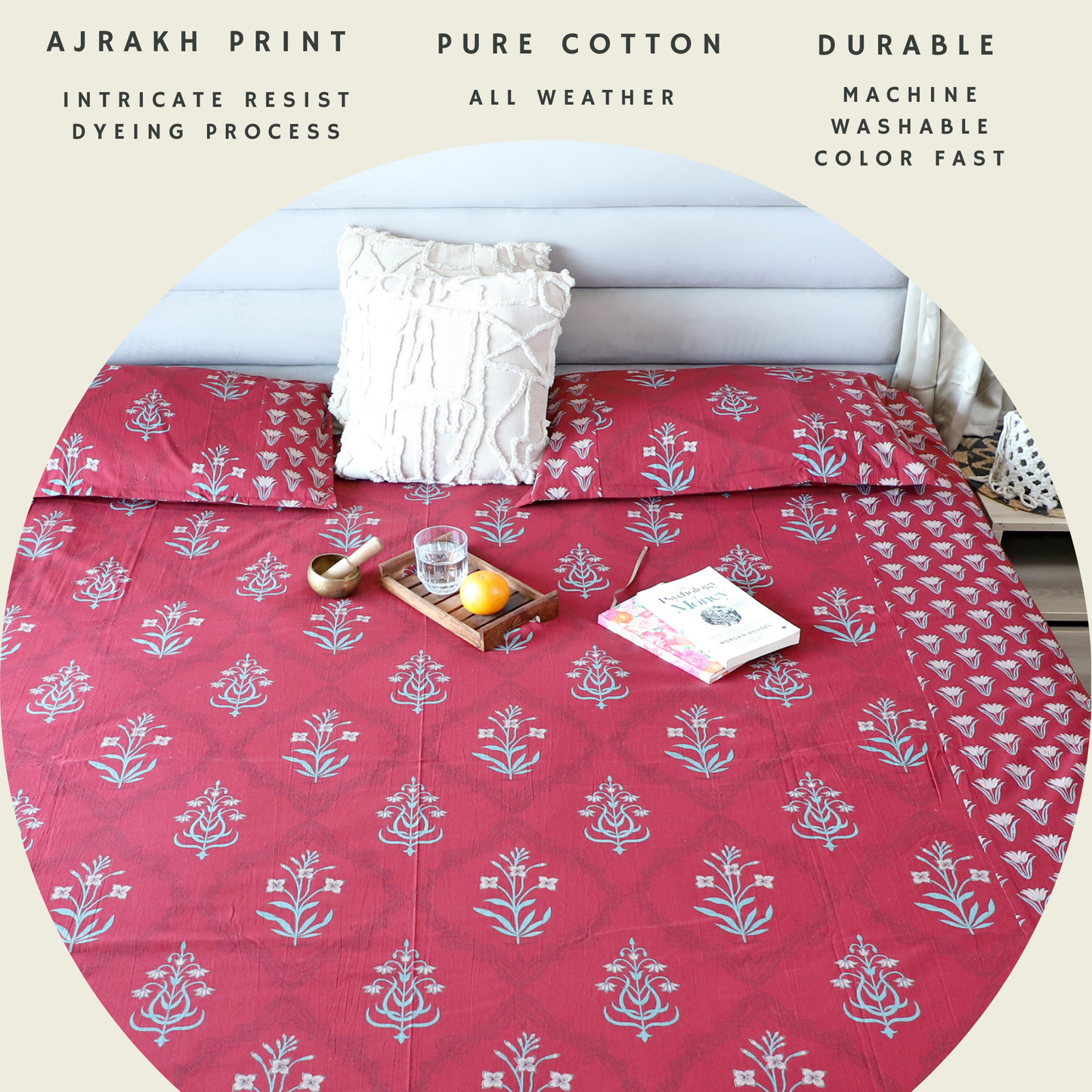 ARUSHII Double bedsheet in cotton – Maroon Chandelier-bedsheet