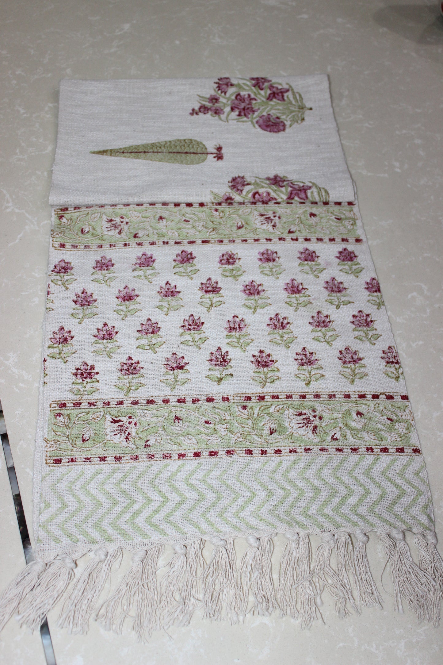 Arushii Cypress Tree Hand blocked table runner