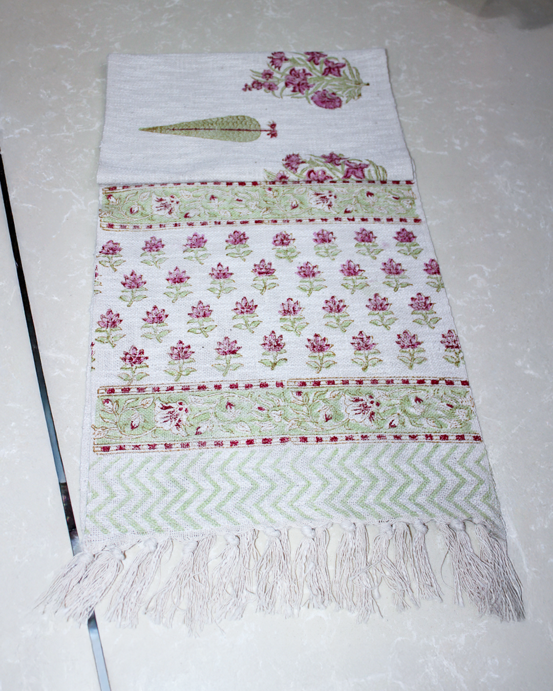 Arushii Cypress Tree Hand blocked table runner