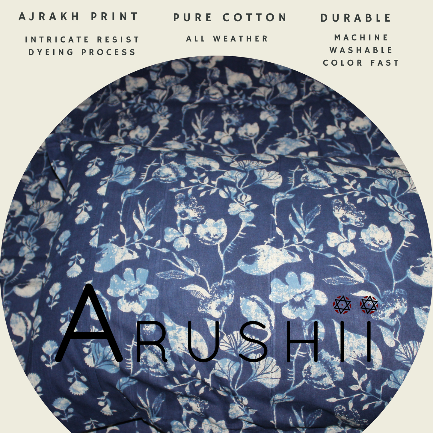 ARUSHII Double bedsheet in cotton – Indigo Blossom - bedsheet