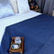 ARUSHII Solid Double bed Mulmul Dohar - Navy color