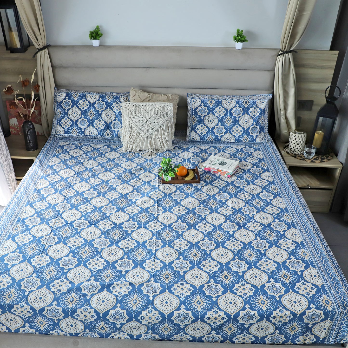 ARUSHII Double bedsheet in cotton – Indiglobal-Everyday bedsheet