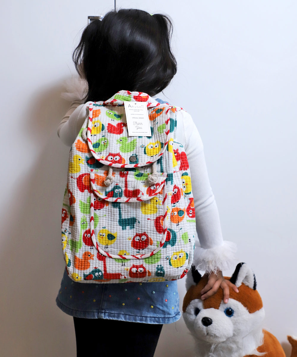 Arushii Block printed quilted backpack - Duck