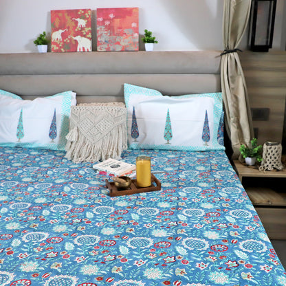 ARUSHII Double bedsheet in Percale cotton – mahal – Handblocked by artisans