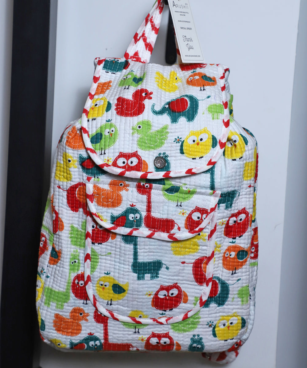 Arushii Block printed quilted backpack - Duck