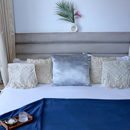 ARUSHII Solid Double bed Mulmul Dohar - Navy color