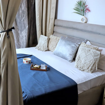 ARUSHII Solid Double bed Mulmul Dohar - Navy color