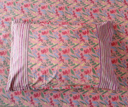 ARUSHII Double bedsheet in cotton – Pastel pink- bedsheet