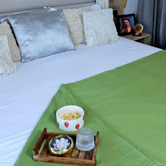 ARUSHII Solid Double bed Mulmul Dohar - Forest Green