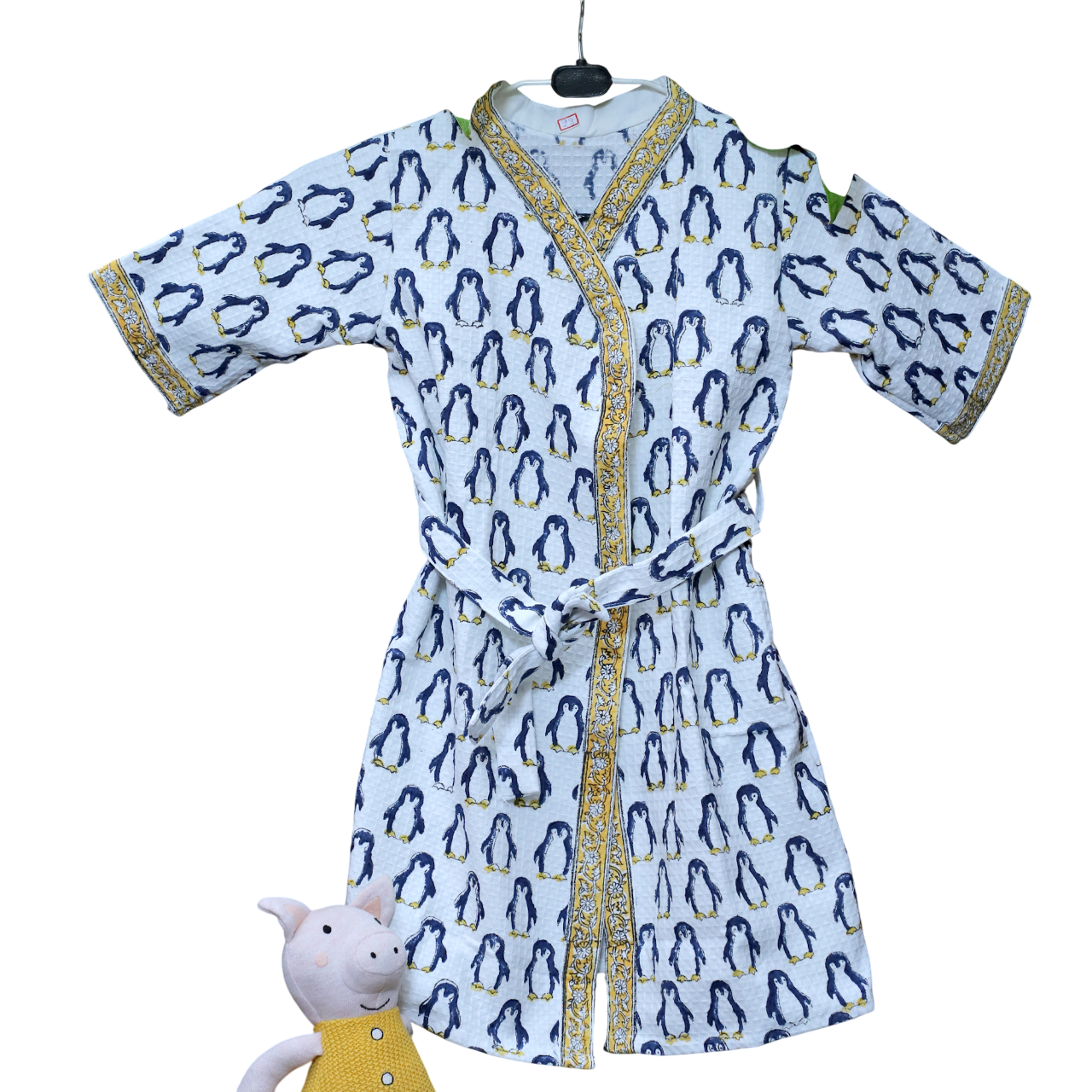 ARUSHII Cotton Unisex Bathrobe for Kids -Penguin – Handblocked by artisans