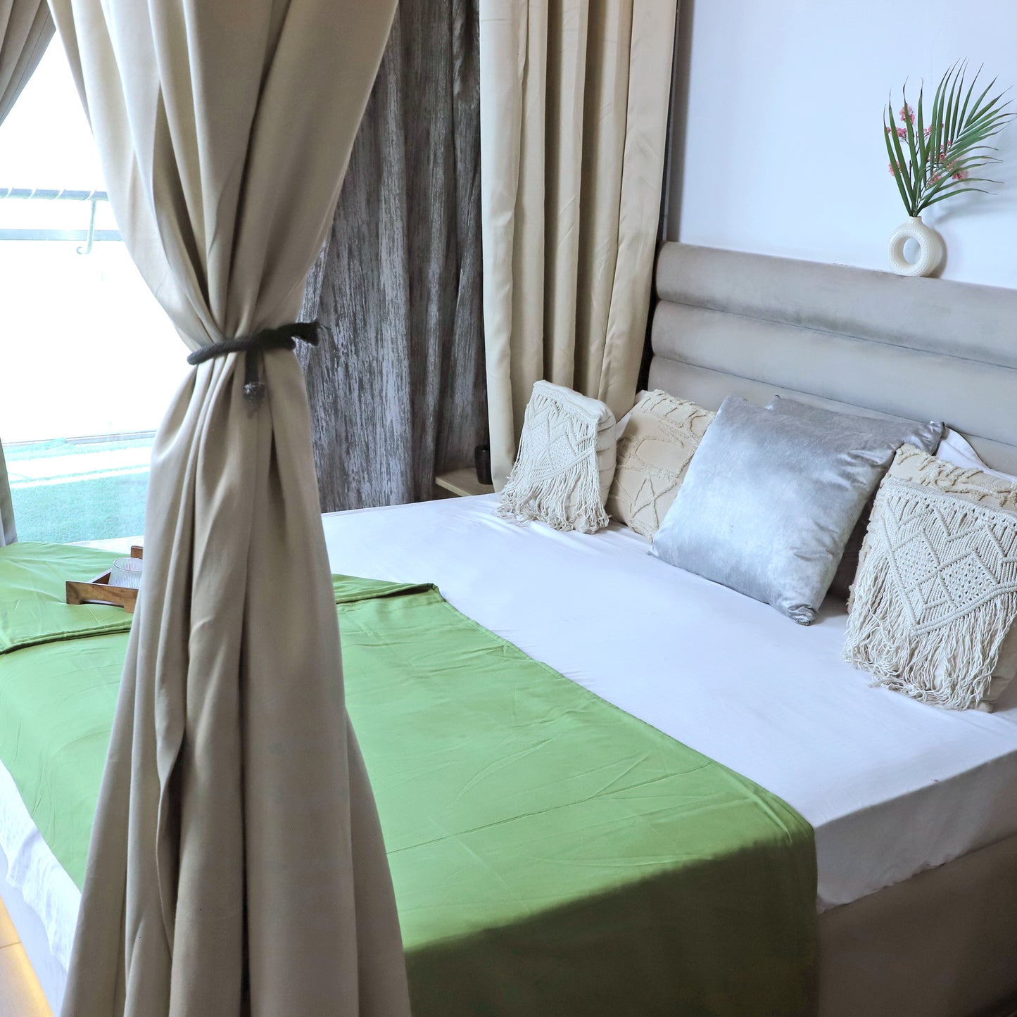 ARUSHII Solid Double bed Mulmul Dohar - Forest Green