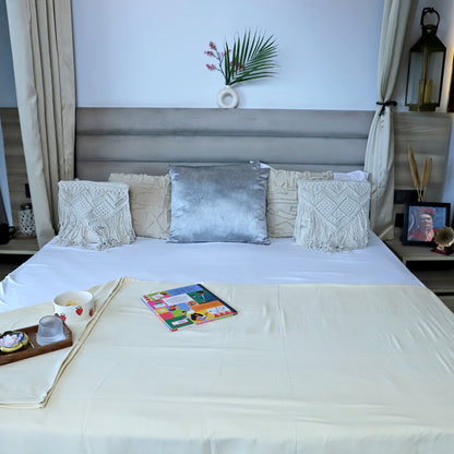 ARUSHII Solid Double bed Mulmul Dohar - Off white