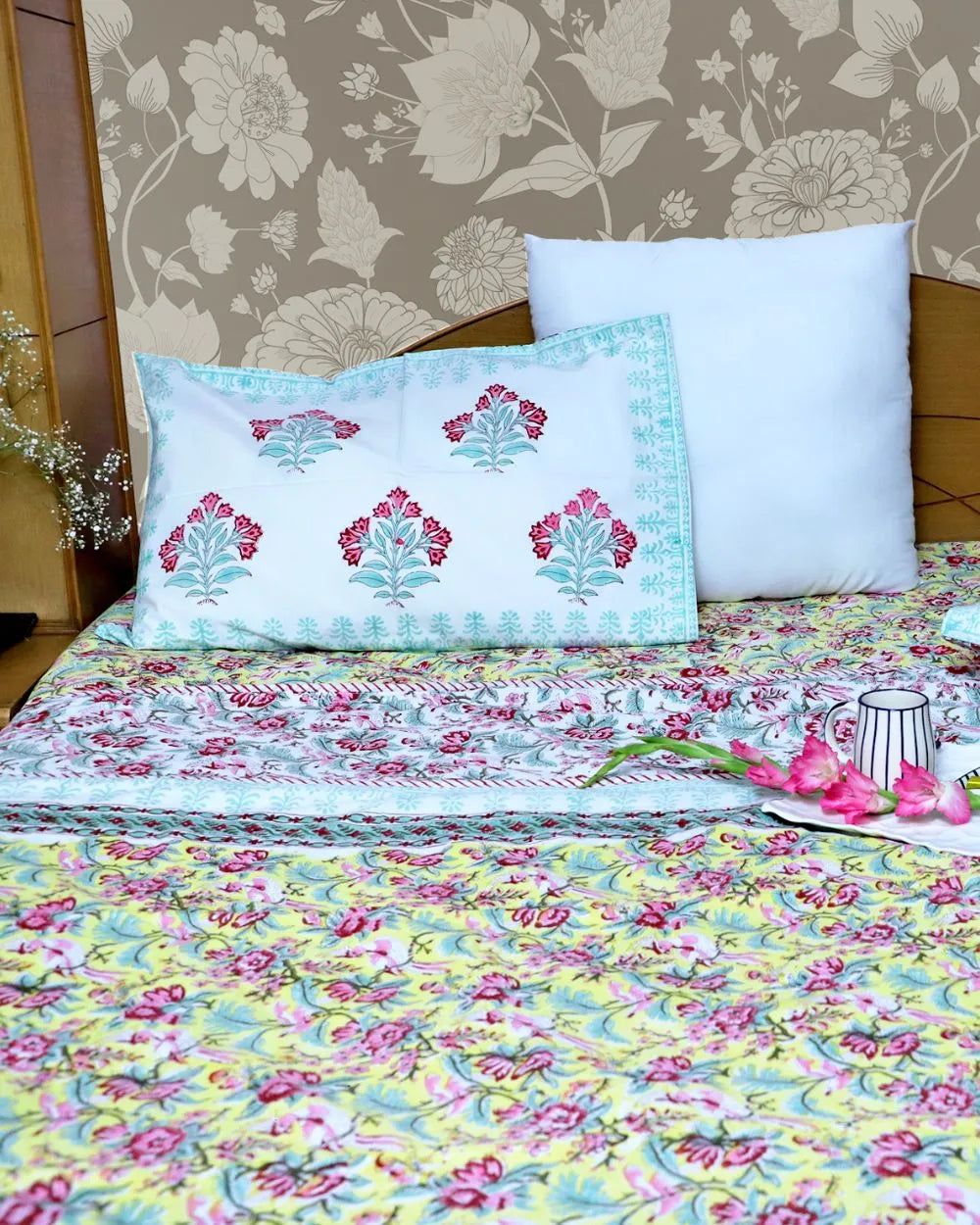 ARUSHII Double bed mulmul dohar – pink city- Handblocked by artisans