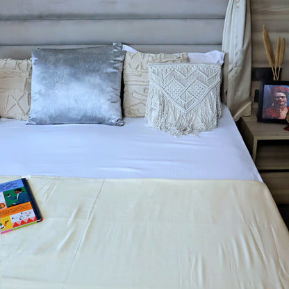 ARUSHII Solid Double bed Mulmul Dohar - Off white