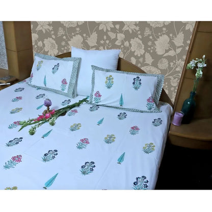 ARUSHII Double bedsheet in percale cotton – Heritage- Handblocked by artisans