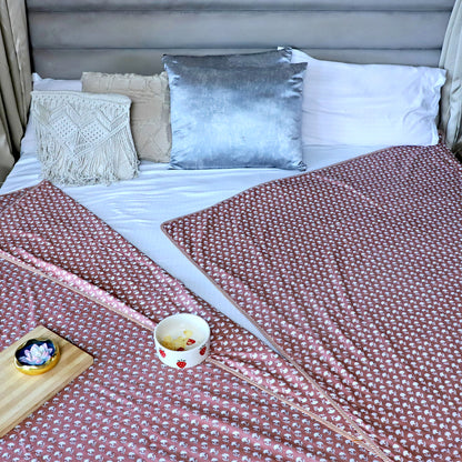 ARUSHII Solid Single Bed dohar- Happy Brick Brown - Set of 2