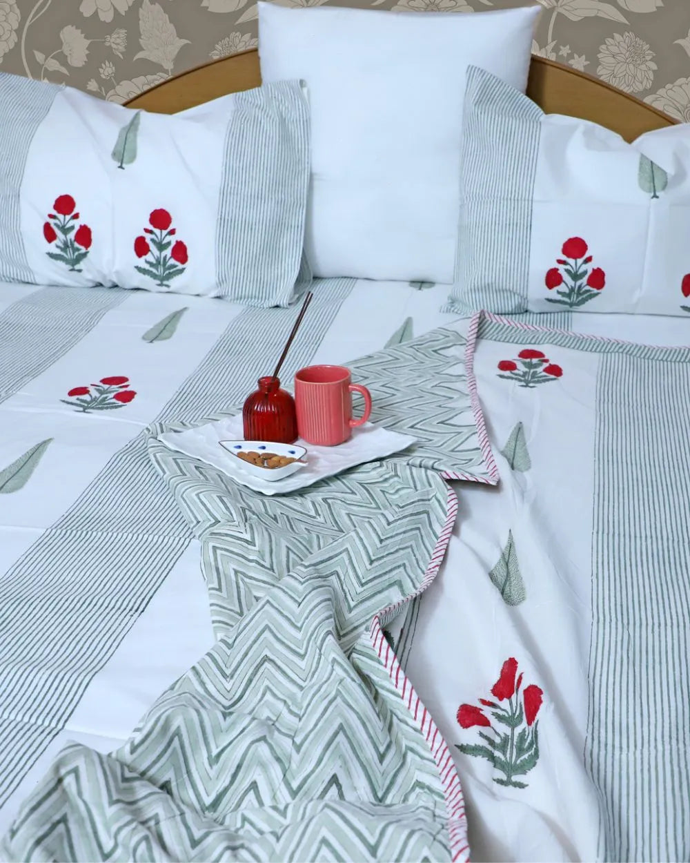 ARUSHII Double bedsheet in Percale cotton – Rajputana – Handblocked by artisans