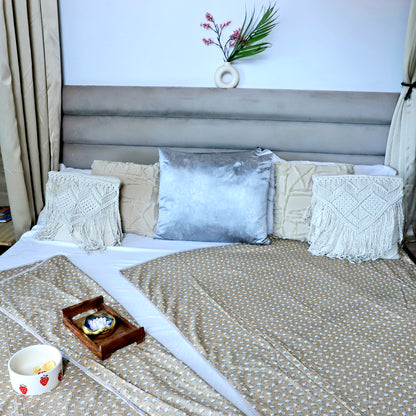 ARUSHII Solid Single Bed dohar- Happy Beige