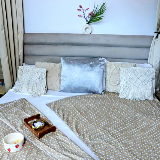 ARUSHII Solid Single Bed dohar- Happy Beige
