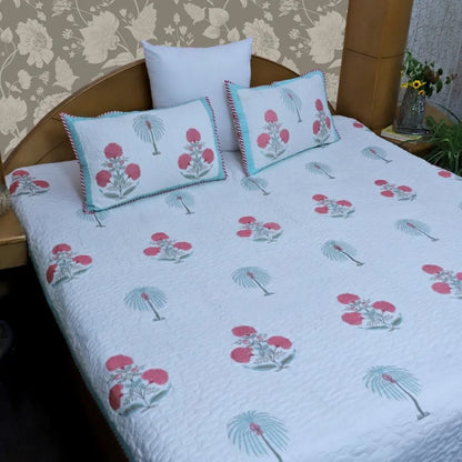 ARUSHII Premium quilted reversible bedcover in fine mulmul cotton – Anokhi- Handblocked by artisans