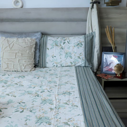 ARUSHII Double bedsheet in cotton – Beige floral