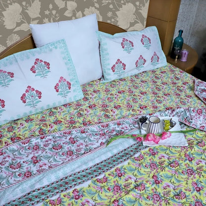 ARUSHII Double bed mulmul dohar – pink city- Handblocked by artisans