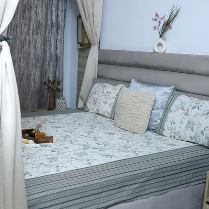 ARUSHII Double bedsheet in cotton – Beige floral