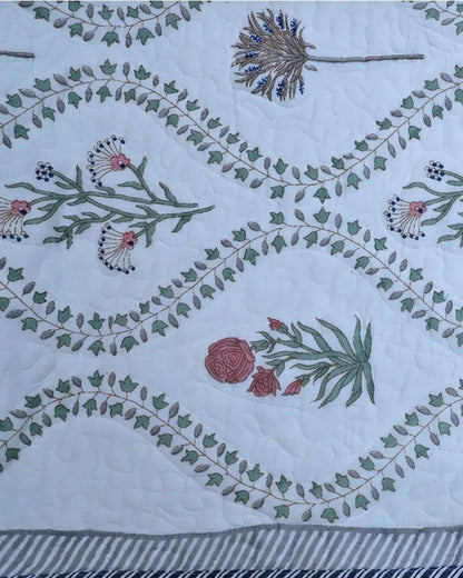 ARUSHII Premium quilted reversible bedcover in fine mulmul cotton – Baori- Handblocked by artisans