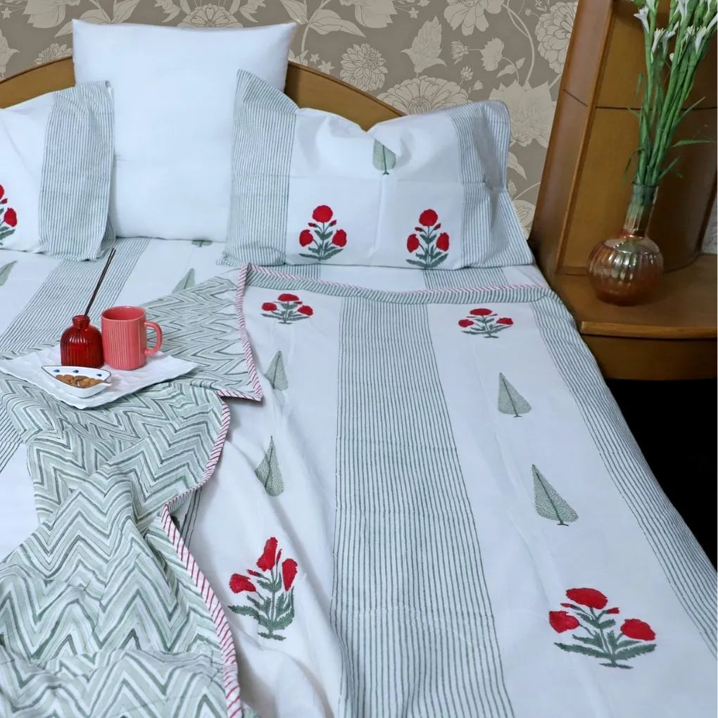 ARUSHII Double bed mulmul dohar – Rajputana – Handblocked by artisans