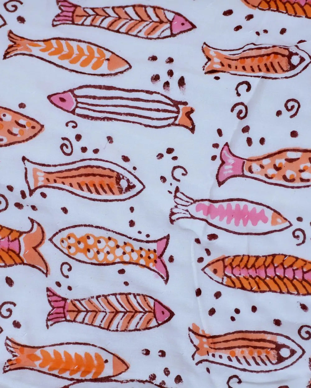 ARUSHII Cotton Reversible Kids Razai/ Quilt – Fish – Handblocked by artisans