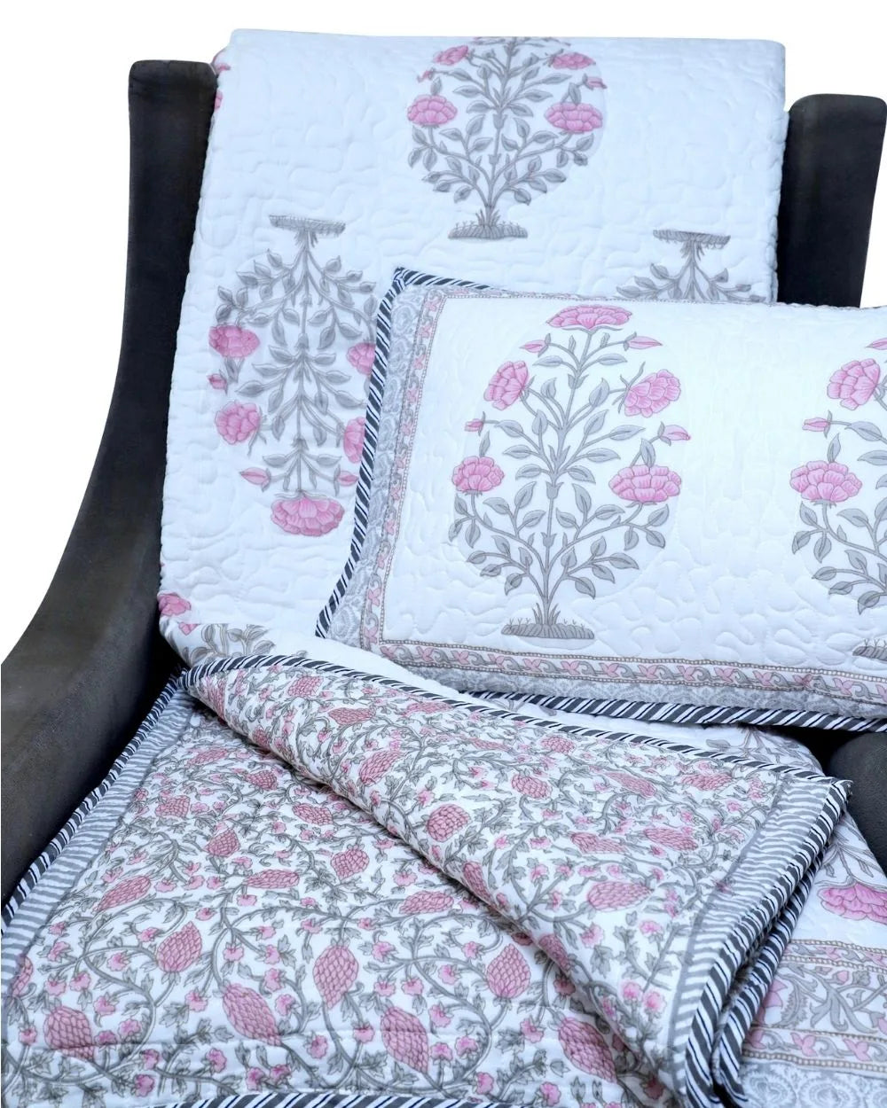 ARUSHII Premium quilted reversible bedcover in fine mulmul cotton – Ramgarh-Handblocked by artisans