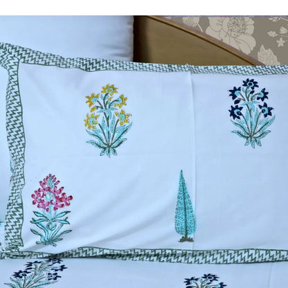 ARUSHII Double bedsheet in percale cotton – Heritage- Handblocked by artisans