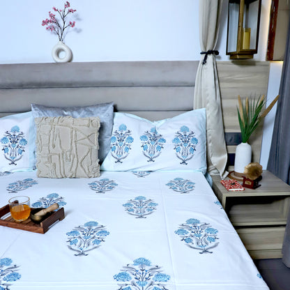 ARUSHII Double bedsheet in percale cotton – Rajwada- Handblocked by artisans