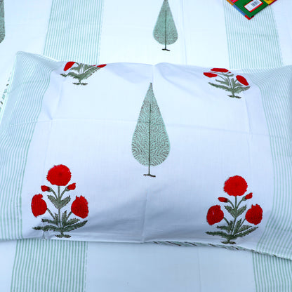 ARUSHII Double bedsheet in Percale cotton – Rajputana – Handblocked by artisans
