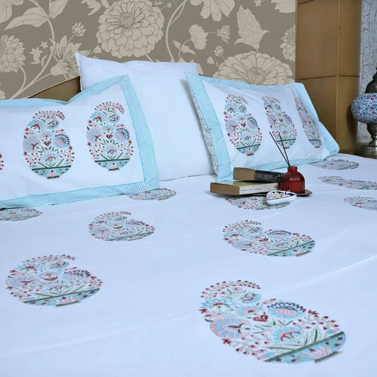 ARUSHII Double bedsheet in percale cotton – Kyaari- Handblocked by artisans