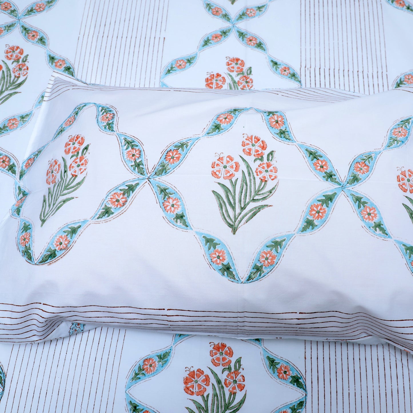 ARUSHII Double bedsheet in percale cotton – Heyday- Handblocked by artisans