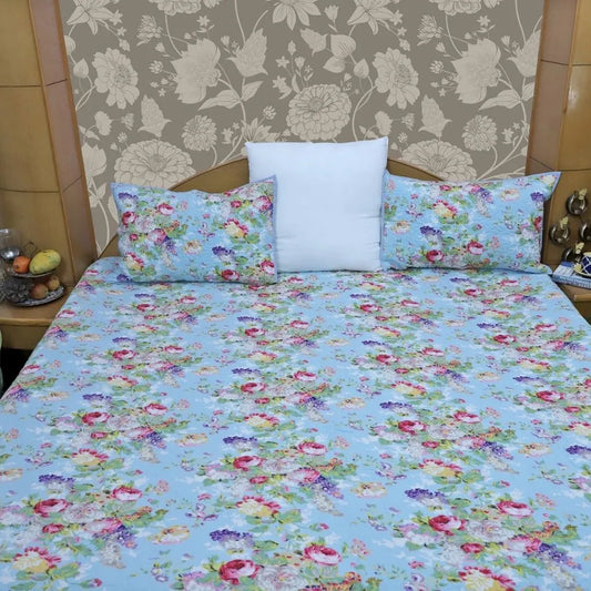 ARUSHII Premium quilted reversible bedcover in fine mulmul cotton – Blue Blossom- Handblocked by artisans