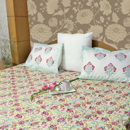 ARUSHII Double bedsheet in percale cotton – pink city- Handblocked by artisans