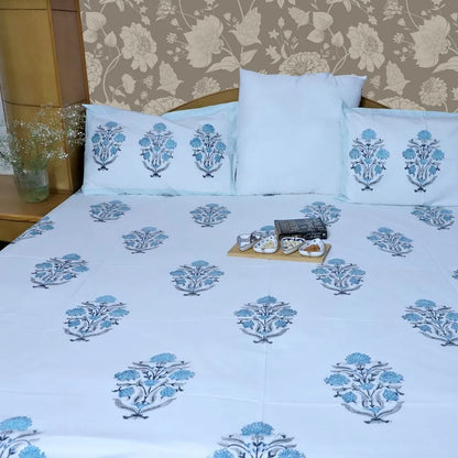 ARUSHII Double bedsheet in percale cotton – Rajwada- Handblocked by artisans