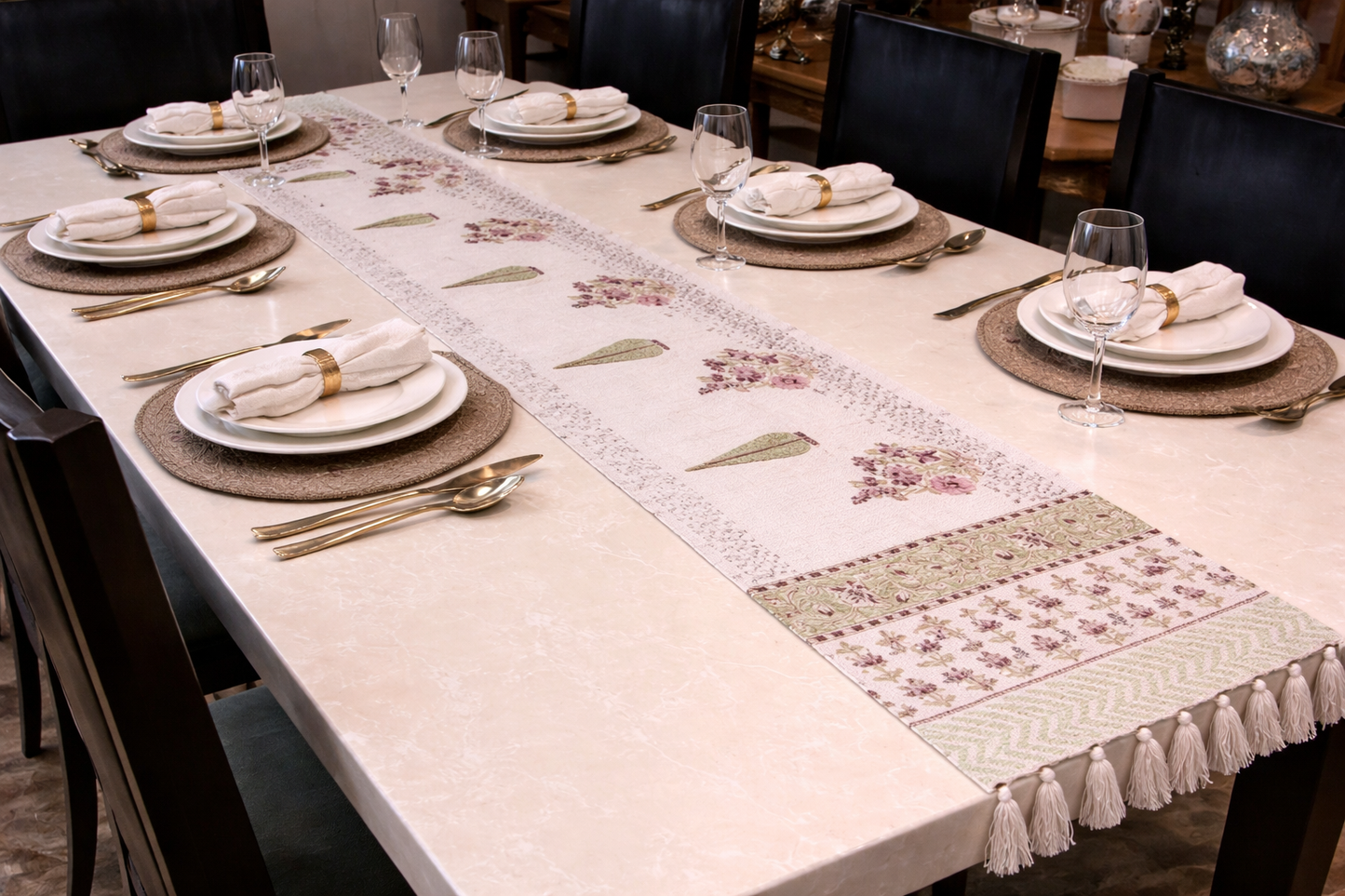 Arushii Cypress Tree Hand blocked table runner