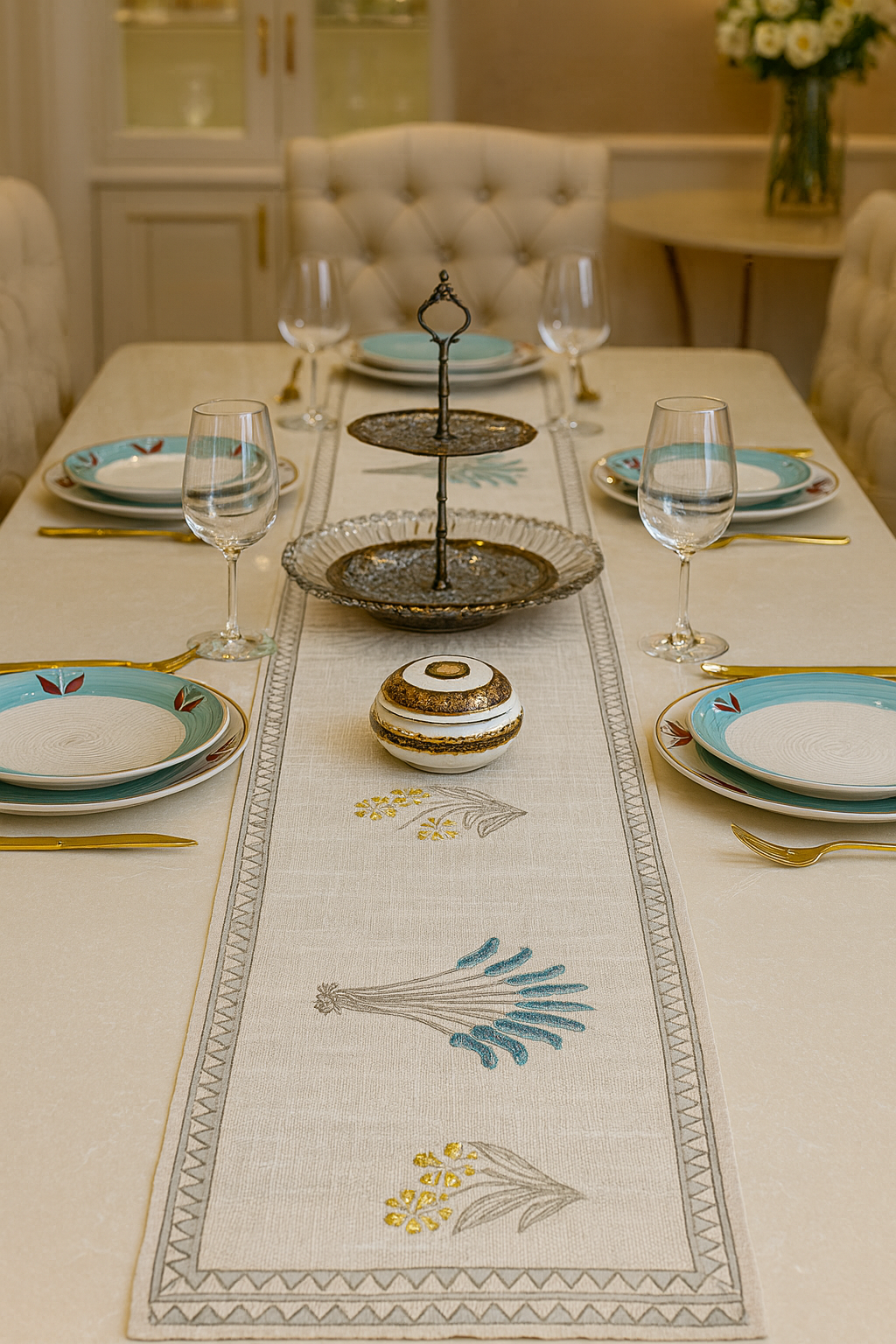 Arushii eye candy hand blocked Table runner