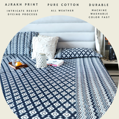 ARUSHII Double bedsheet in cotton – black barfi-bedsheet