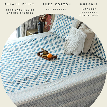 ARUSHII Double bedsheet in cotton – Indigo rocket-bedsheet