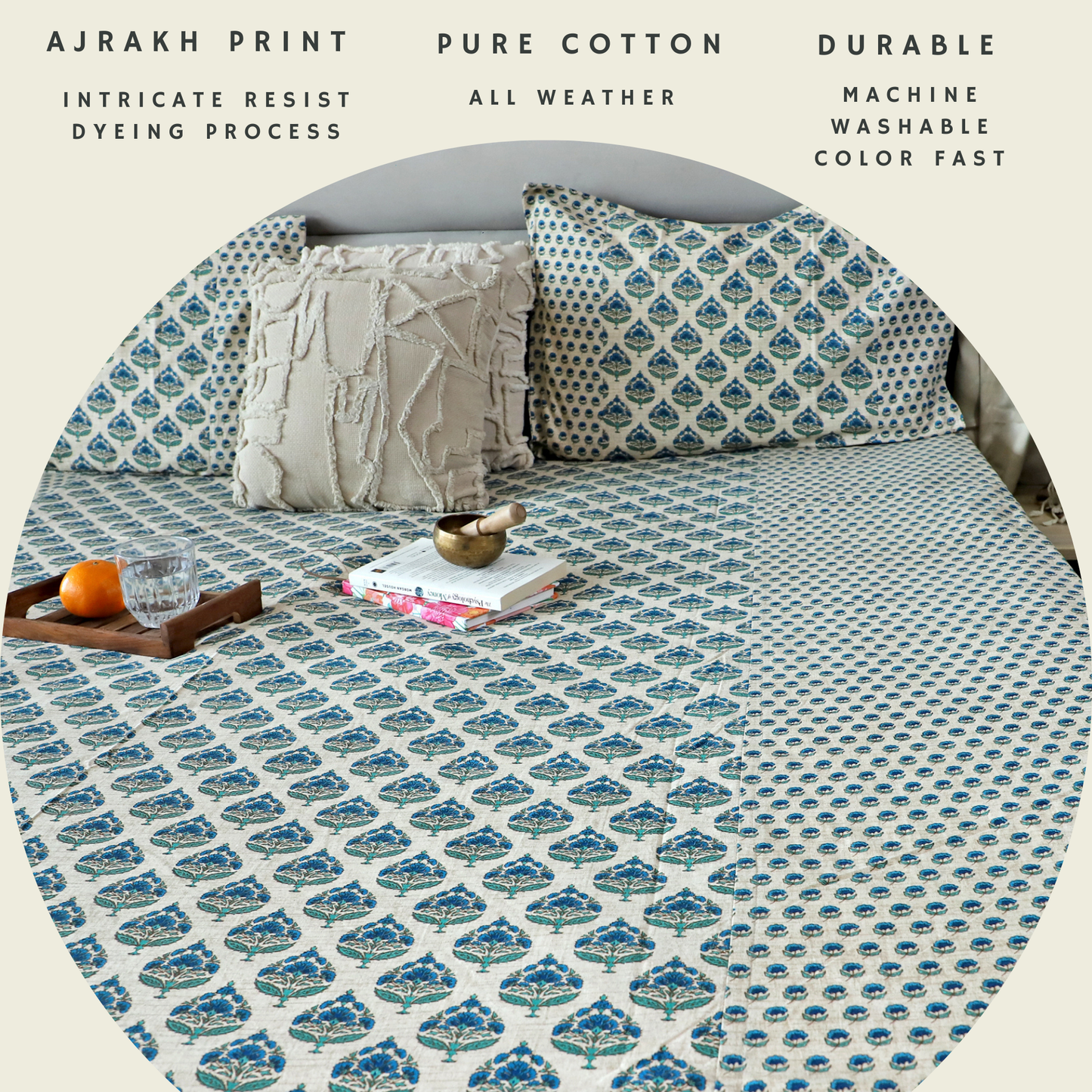 ARUSHII Double bedsheet in cotton – Indigo shrub- bedsheet