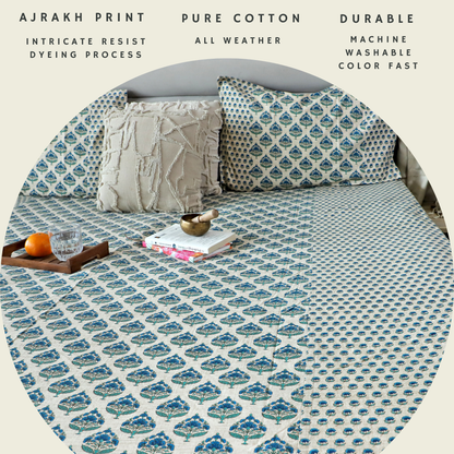 ARUSHII Double bedsheet in cotton – Indigo shrub- bedsheet